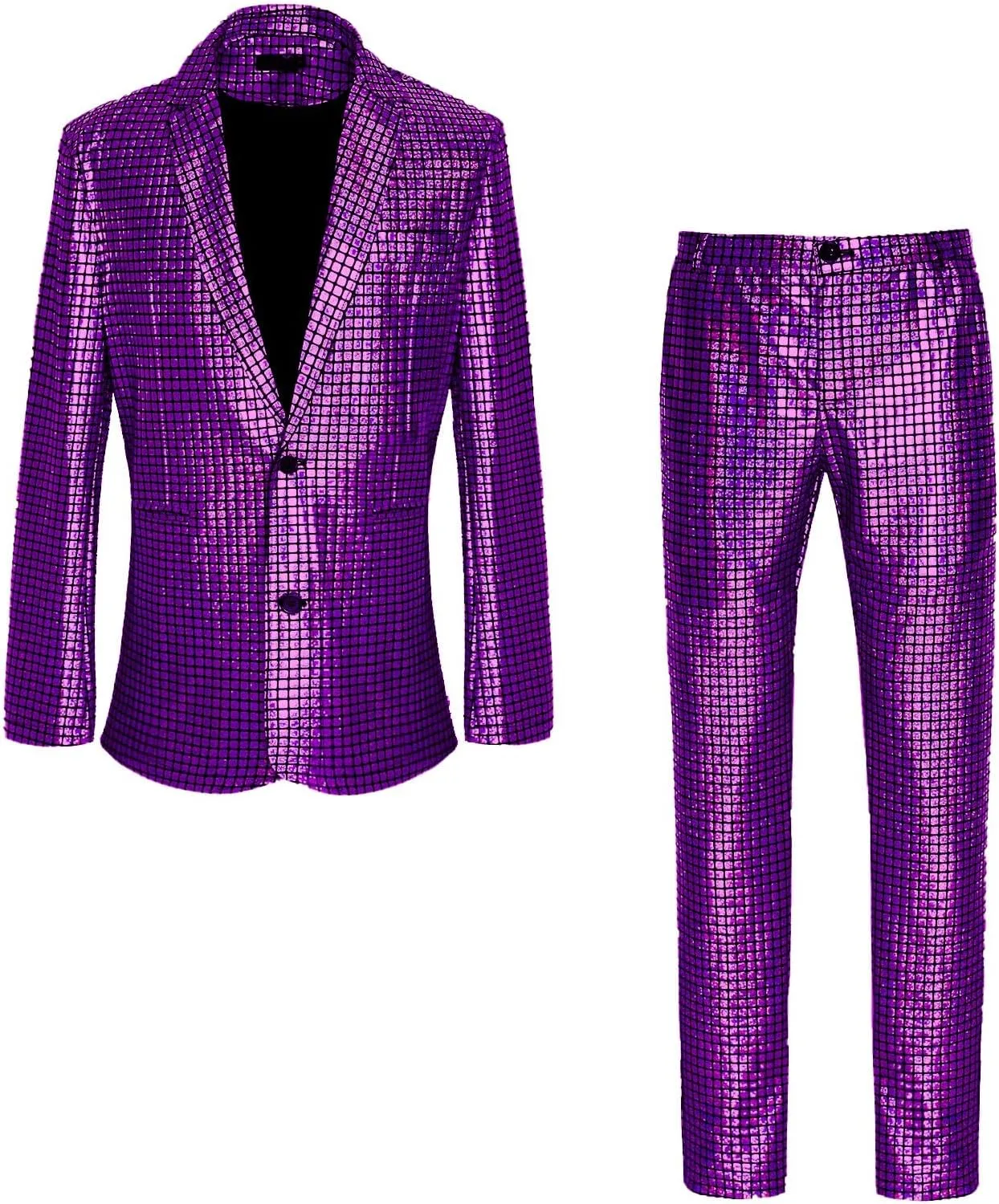 Men's 70s Disco Outfit Rainbow Suit Sequin Jacket and Pants Halloween Party Costume
