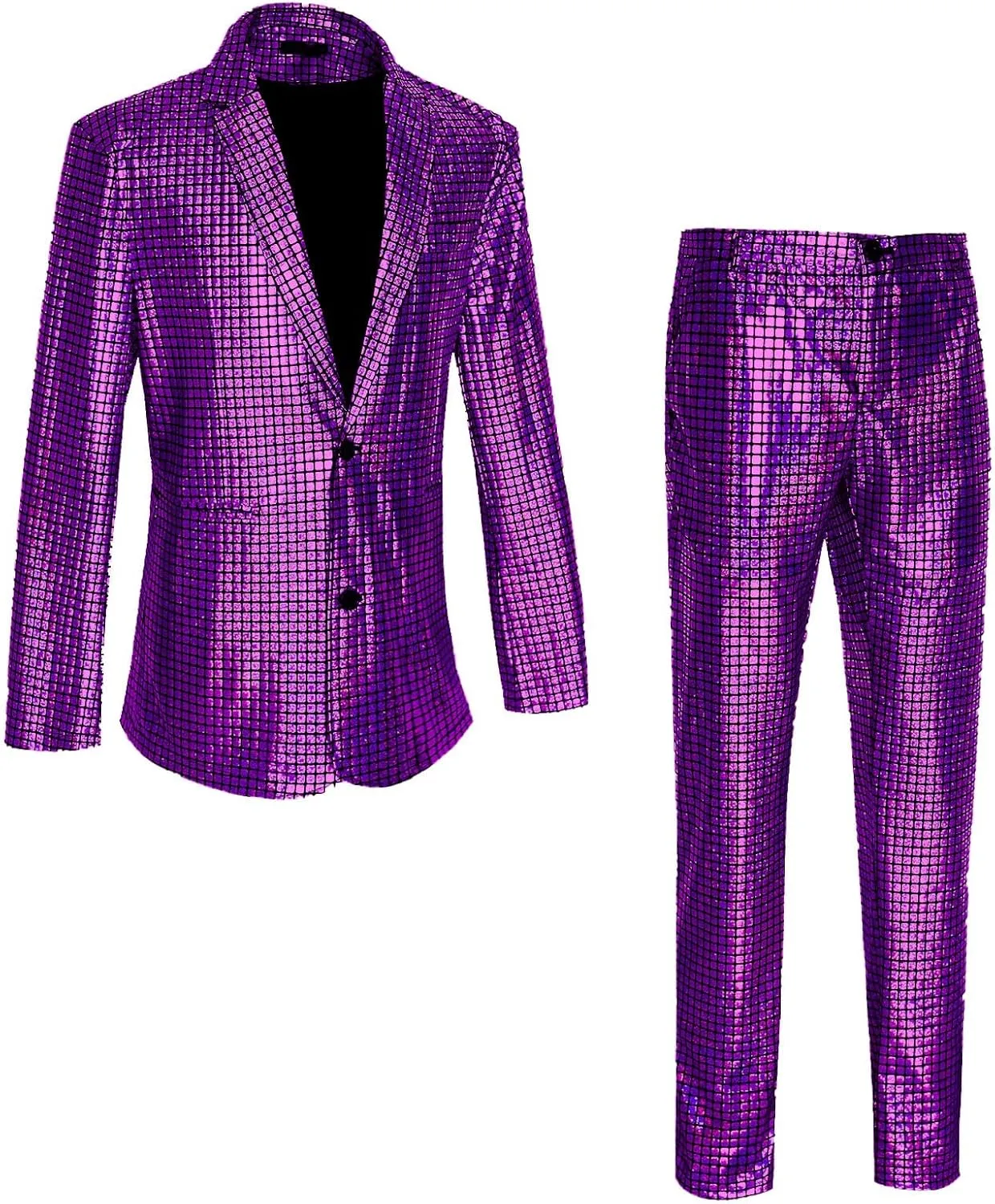 Men's 70s Disco Outfit Rainbow Suit Sequin Jacket and Pants Halloween Party Costume