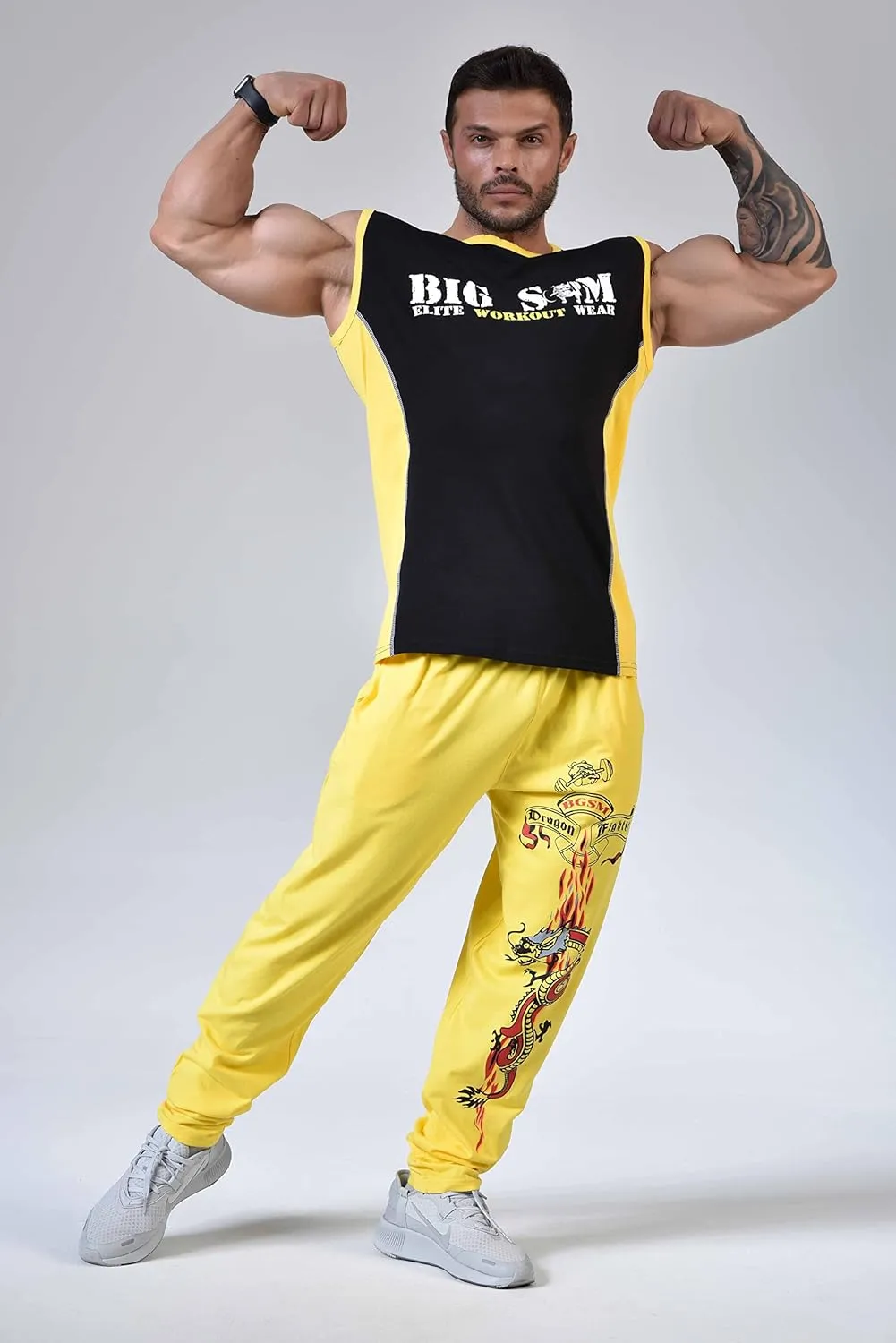 Men's Baggy Pants, Dragon Design Gym Sweatpants