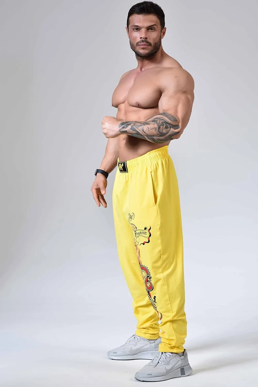 Men's Baggy Pants, Dragon Design Gym Sweatpants