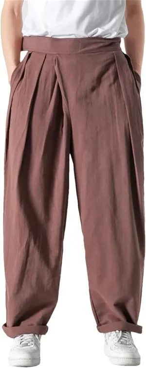 Men's Casual Linen Pants Summer Joggers Harem Pants Solid Color Lightweight Ankle Length Trousers
