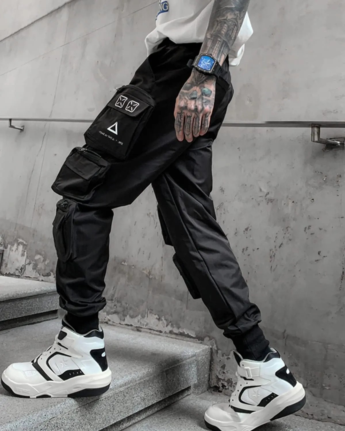 Men's Jogger Punk Cargo Baggy Techwear Hip Hop Harem Pants Streetwear Tactical Overalls