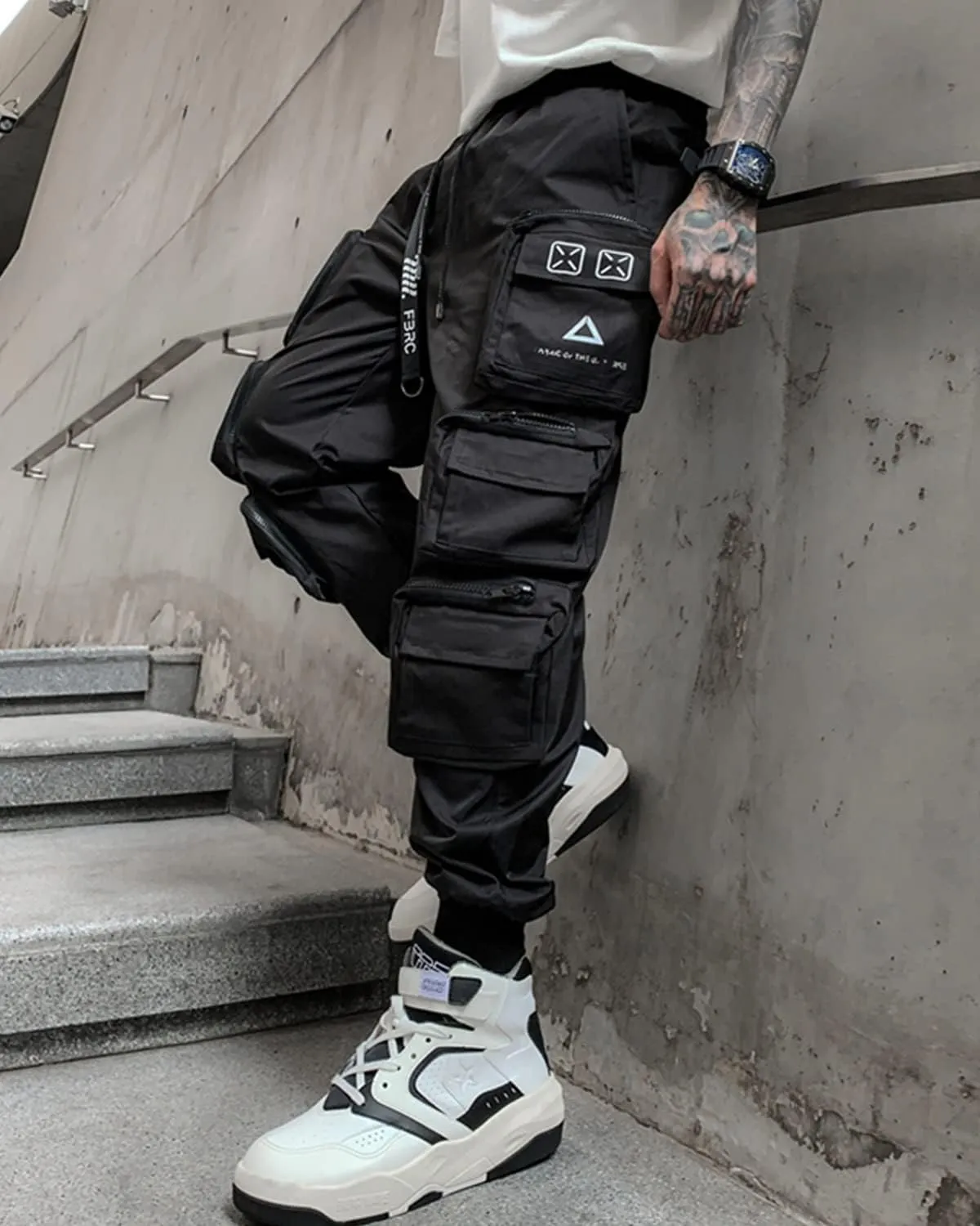 Men's Jogger Punk Cargo Baggy Techwear Hip Hop Harem Pants Streetwear Tactical Overalls