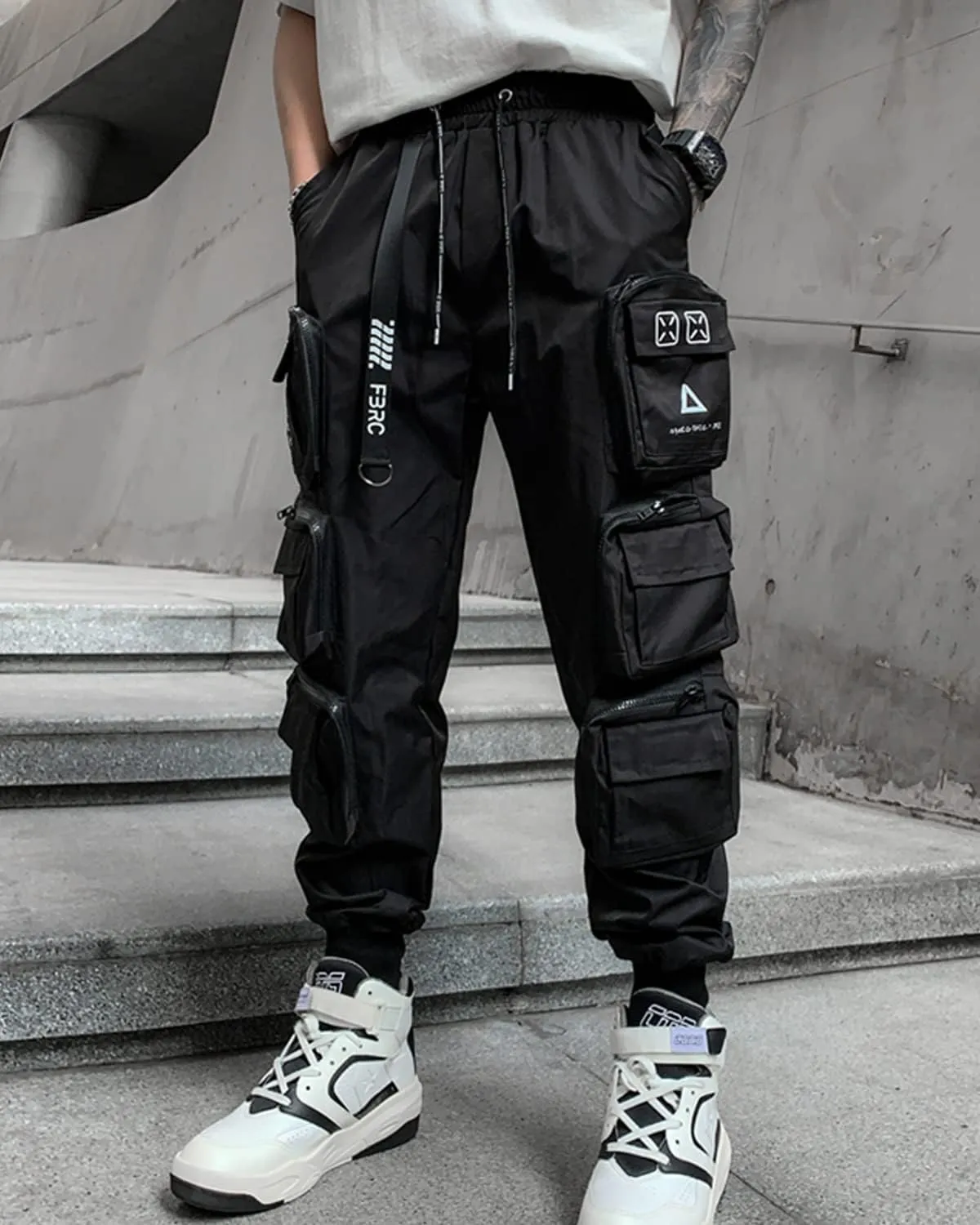 Men's Jogger Punk Cargo Baggy Techwear Hip Hop Harem Pants Streetwear Tactical Overalls