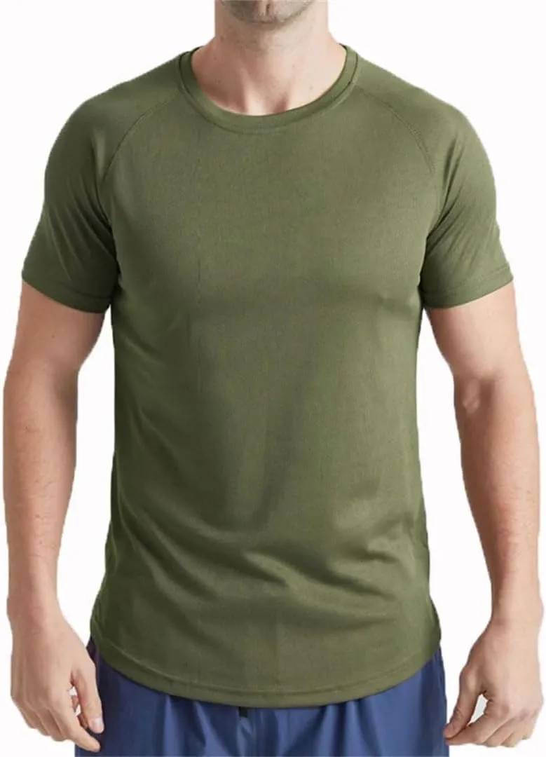 Mens Quick Dry Short Sleeve T Shirt Crew Neck Running Fitness Training Exercise Moisture Wicking Top