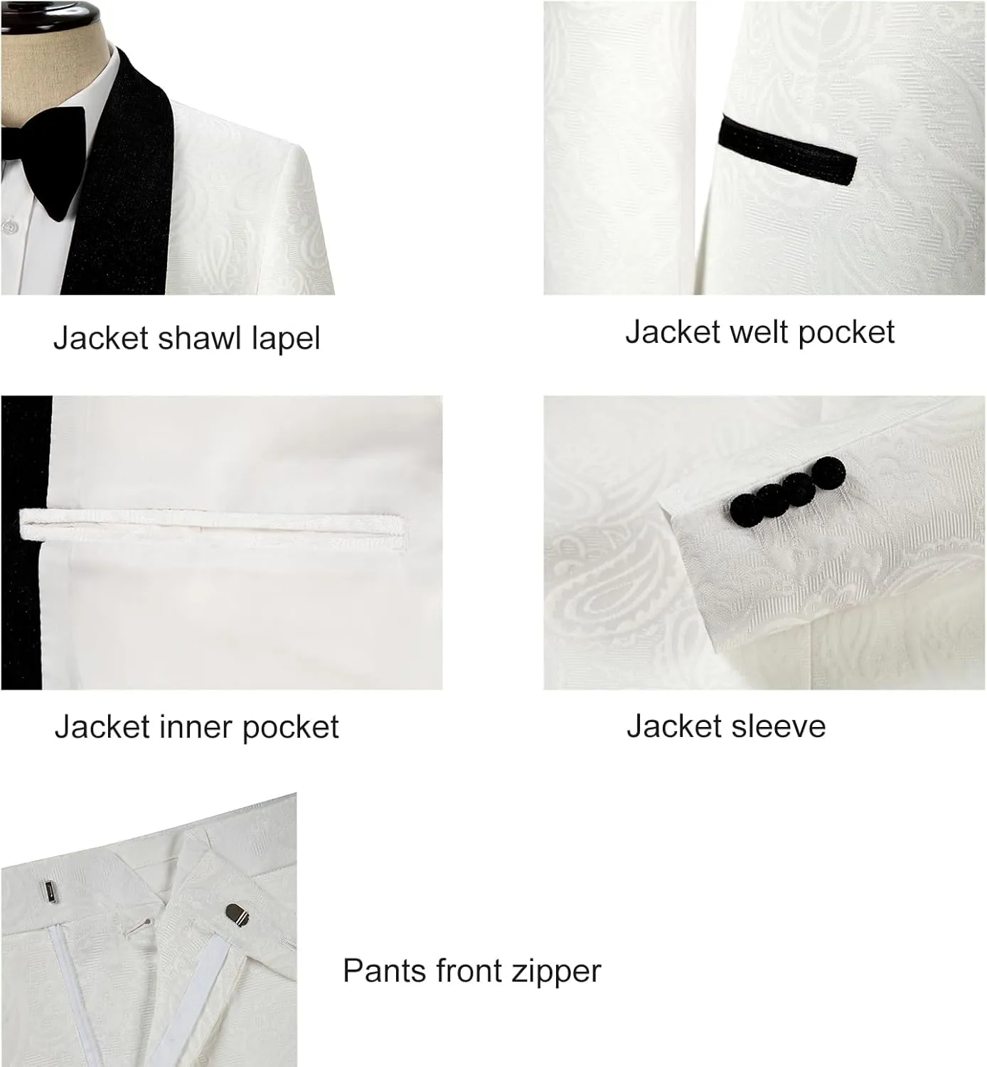 Men's Slim Fit Tuxedo, Shiny Velvet Shawl Collar 3 Piece Suit, Party Jacket Vest Pants & Bow Tie Set