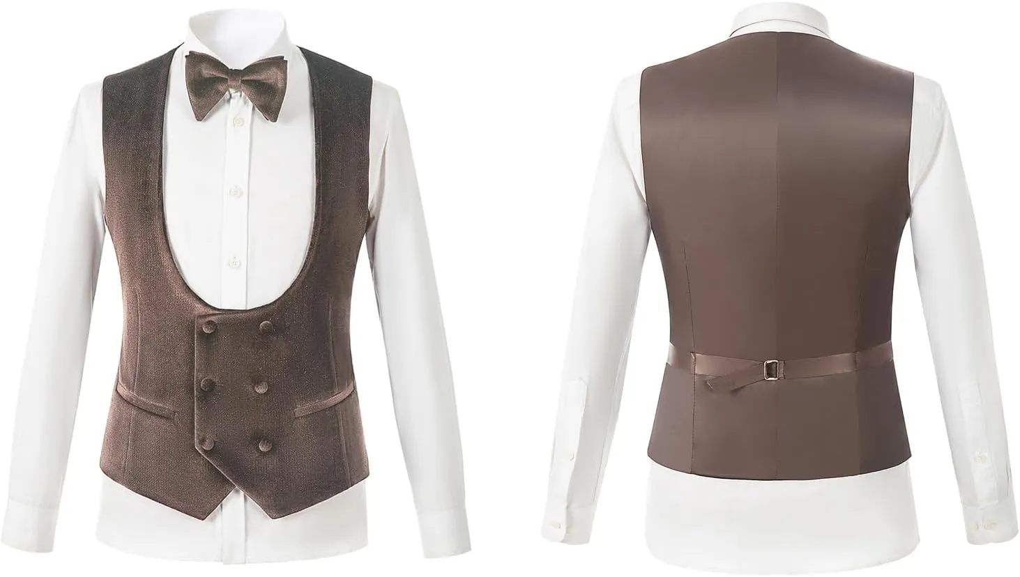 Men's Slim Fit Tuxedo, Shiny Velvet Shawl Collar 3 Piece Suit, Party Jacket Vest Pants & Bow Tie Set