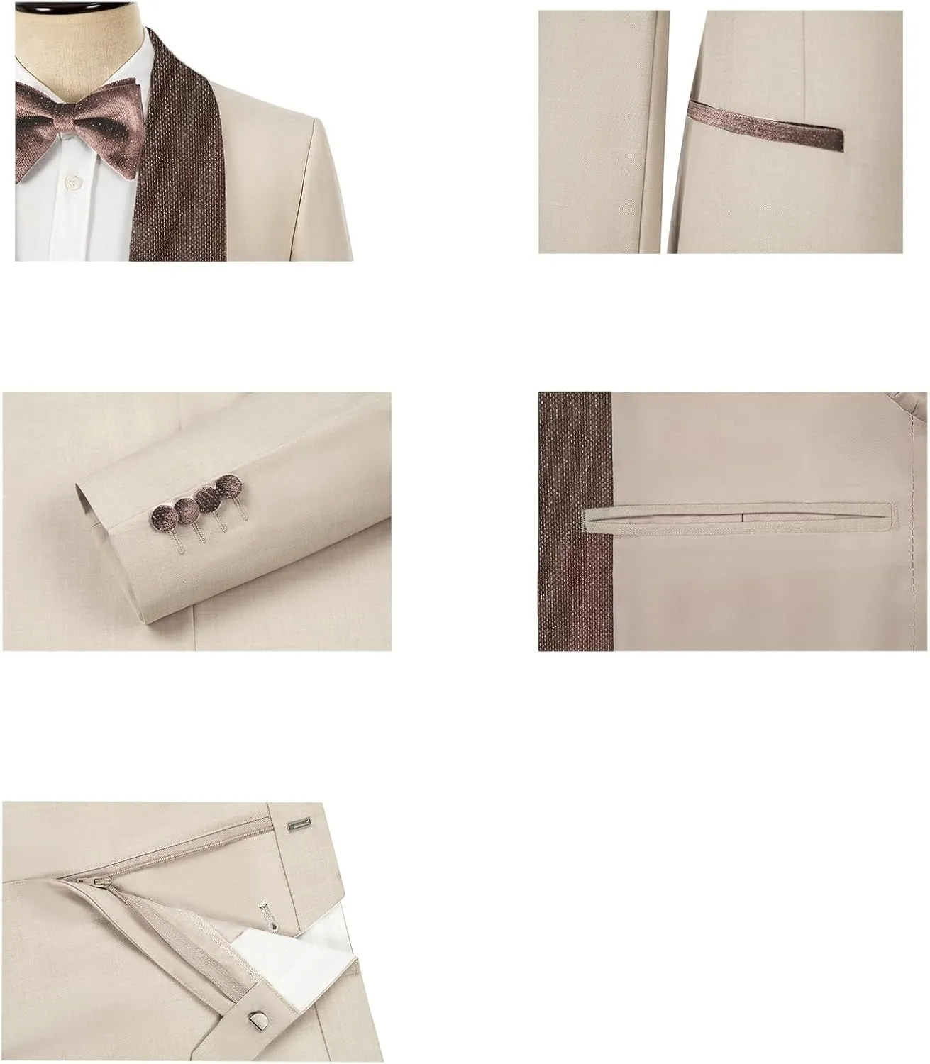 Men's Slim Fit Tuxedo, Shiny Velvet Shawl Collar 3 Piece Suit, Party Jacket Vest Pants & Bow Tie Set