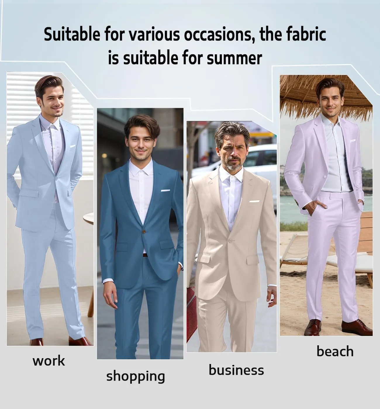 Men's Suit Tencel Linen Two Piece Slim Fit Summer Grooms Wedding Prom Dress Tuxedo Suits for Men Blazer Pants Set