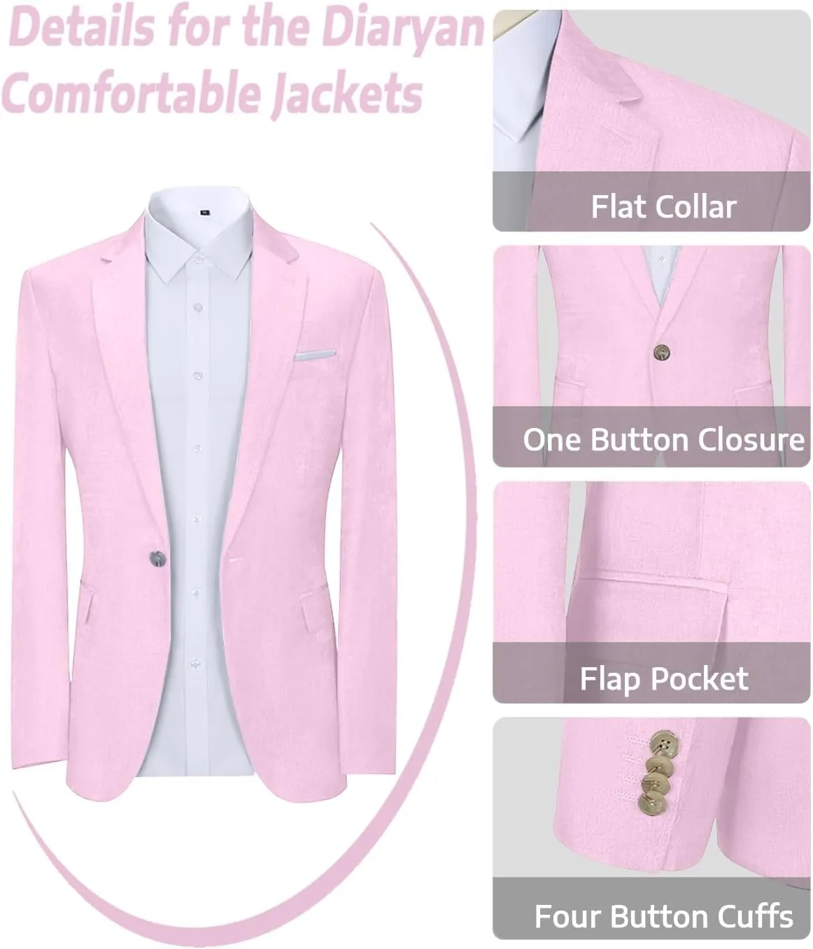 Men's Suit Tencel Linen Two Piece Slim Fit Summer Grooms Wedding Prom Dress Tuxedo Suits for Men Blazer Pants Set