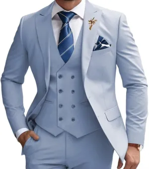 Mens Suits 3 Piece Slim Fit Suit Set Business Wedding Tuxedo Jacket Vest Pants