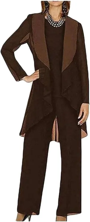 Mi Bo Tong 3 PC Chiffon Mother's Outfit Pants Suits for Wedding Plus Size Women's Evening Gowns Dress Suit