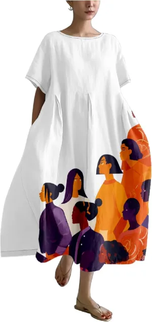 Midi Dresses for Women Casual Fashion T Shirt Dress Ruffle Hem Crew Neck Short Sleeve Summer Dresses Camping