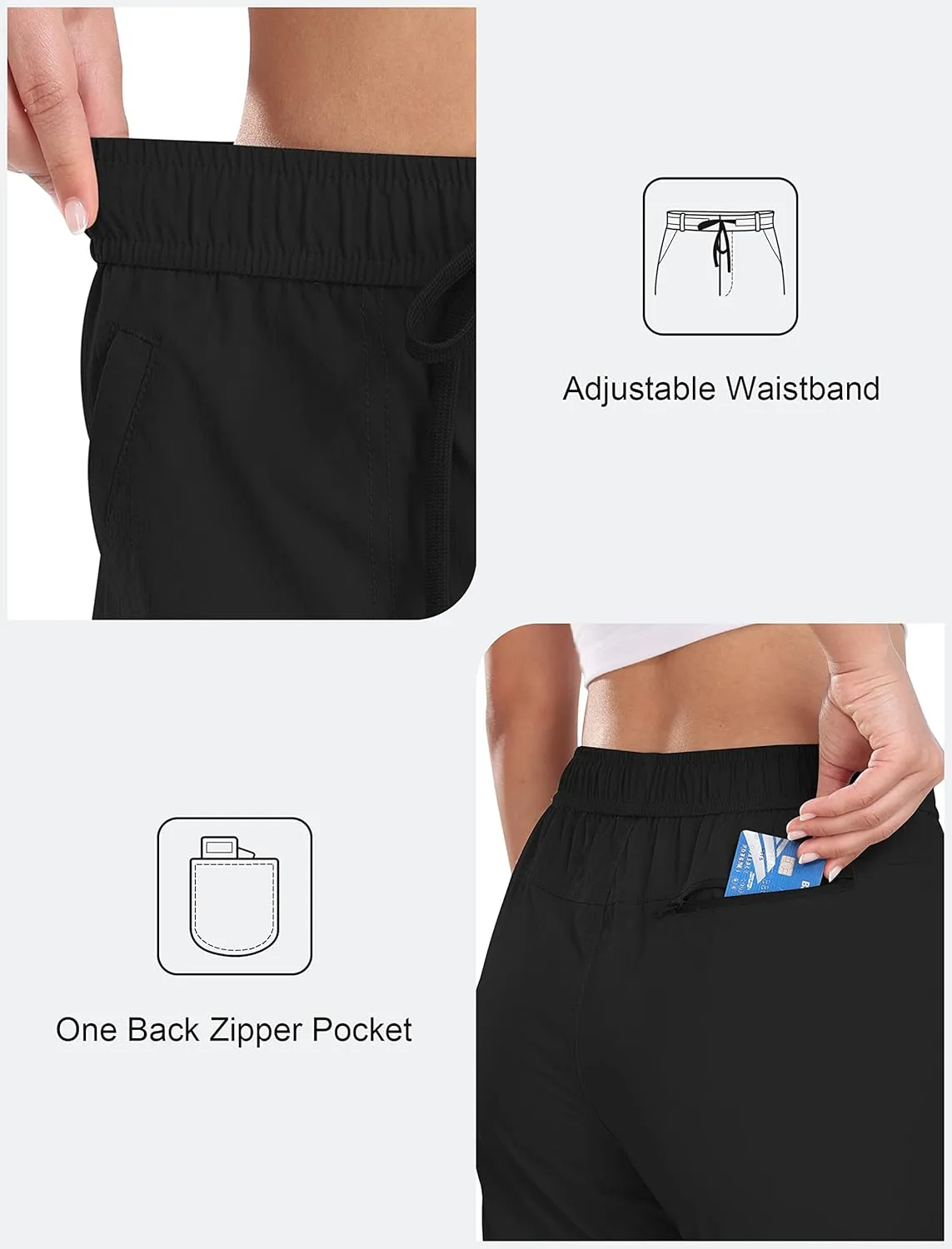 MoFiz Women's Cargo Hiking Pants with Pockets Athletic Capris Pants for Women Quick Dry Lightweight Water Resistant