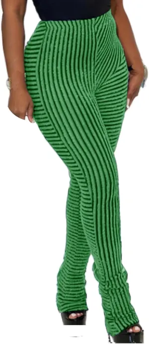 Molisry Women's Stacked Leggings Pants Trendy Fuzzy High Waist Slim Fit Fringe Flared Sweatpants Fall 2024