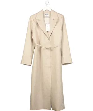 NA-KD Beige Long Belted Detail Coat UK 12