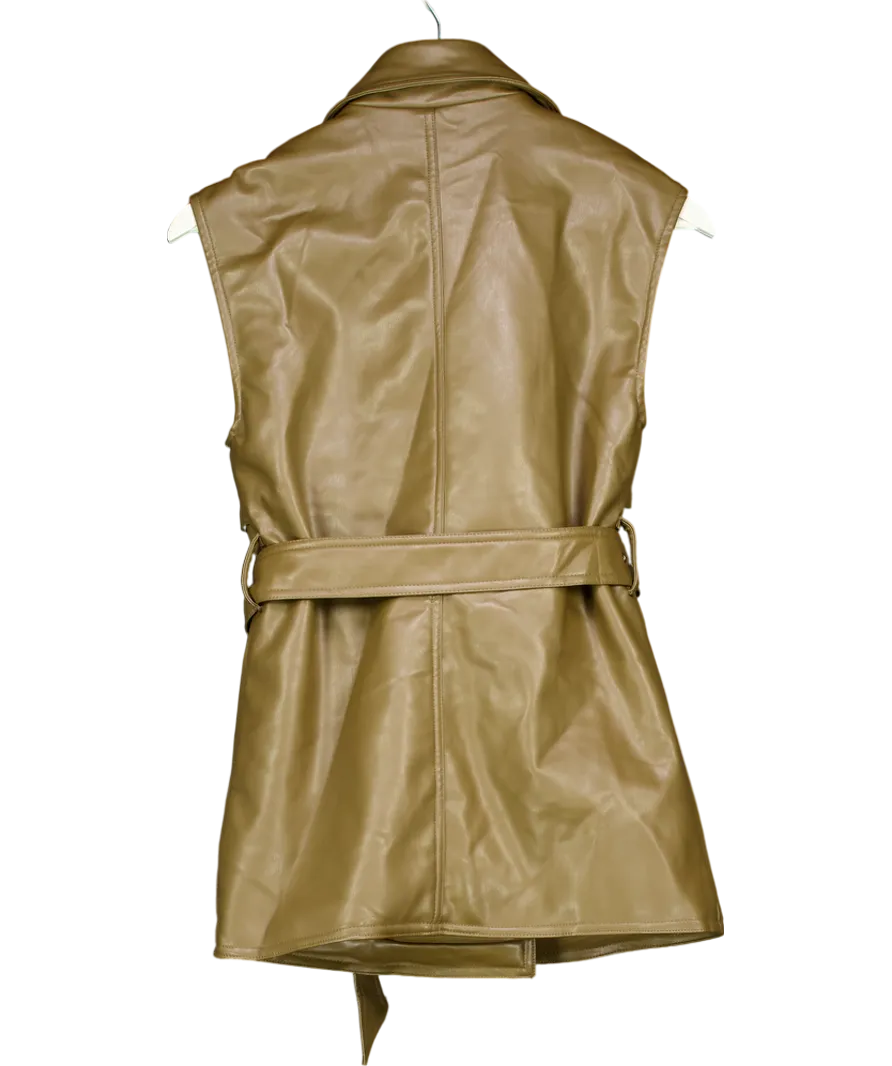 NA-KD Green Pu Belted Vest UK XXS