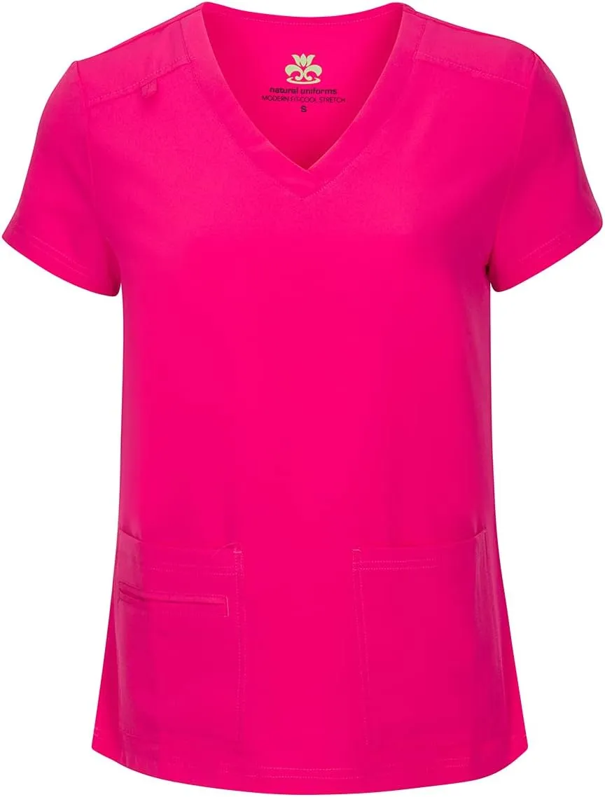 Natural Uniforms Women's Cool Stretch V-Neck Top and Cargo Pant Scrub Set with Regular and Petite Sizes