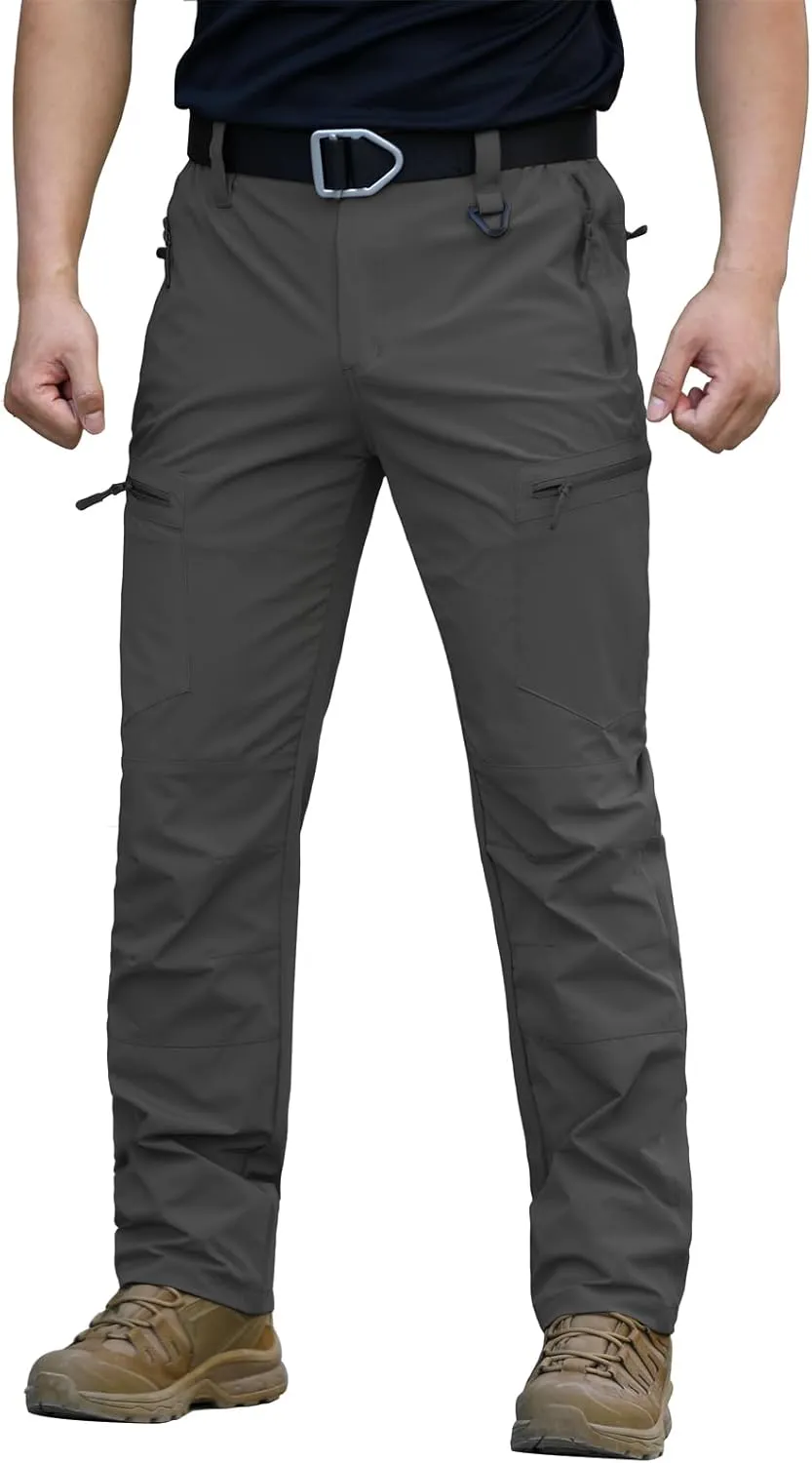 NAVEKULL Men's Lightweight Hiking Pants Quick Dry Stretch Fishing Tactical Work Pants with Zipper Pockets