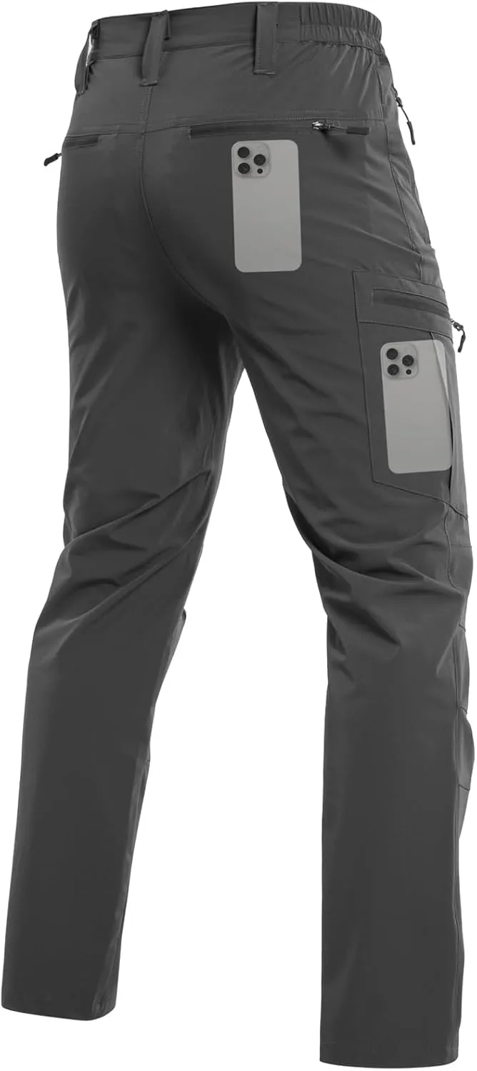 NAVEKULL Men's Lightweight Hiking Pants Quick Dry Stretch Fishing Tactical Work Pants with Zipper Pockets