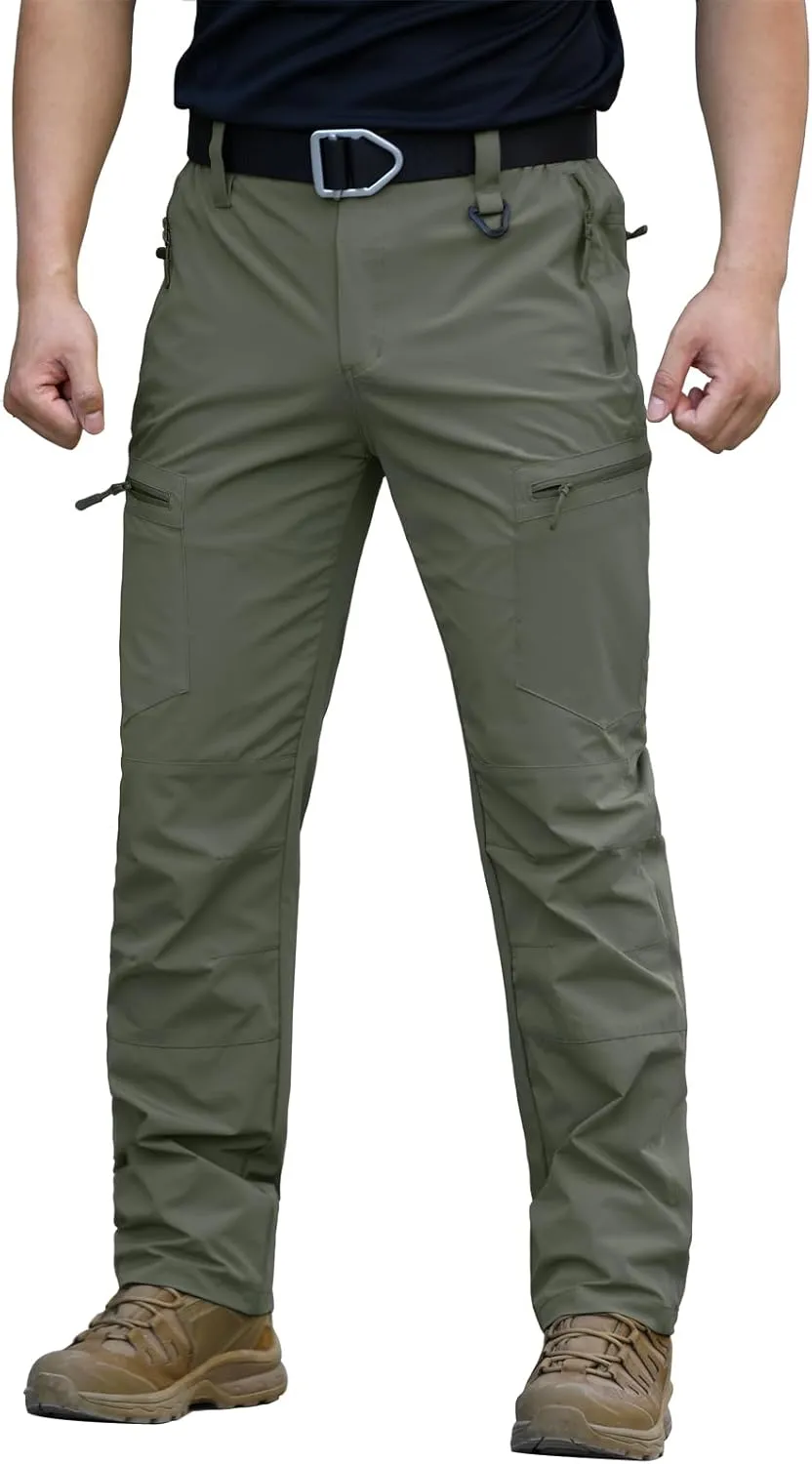 NAVEKULL Men's Lightweight Hiking Pants Quick Dry Stretch Fishing Tactical Work Pants with Zipper Pockets