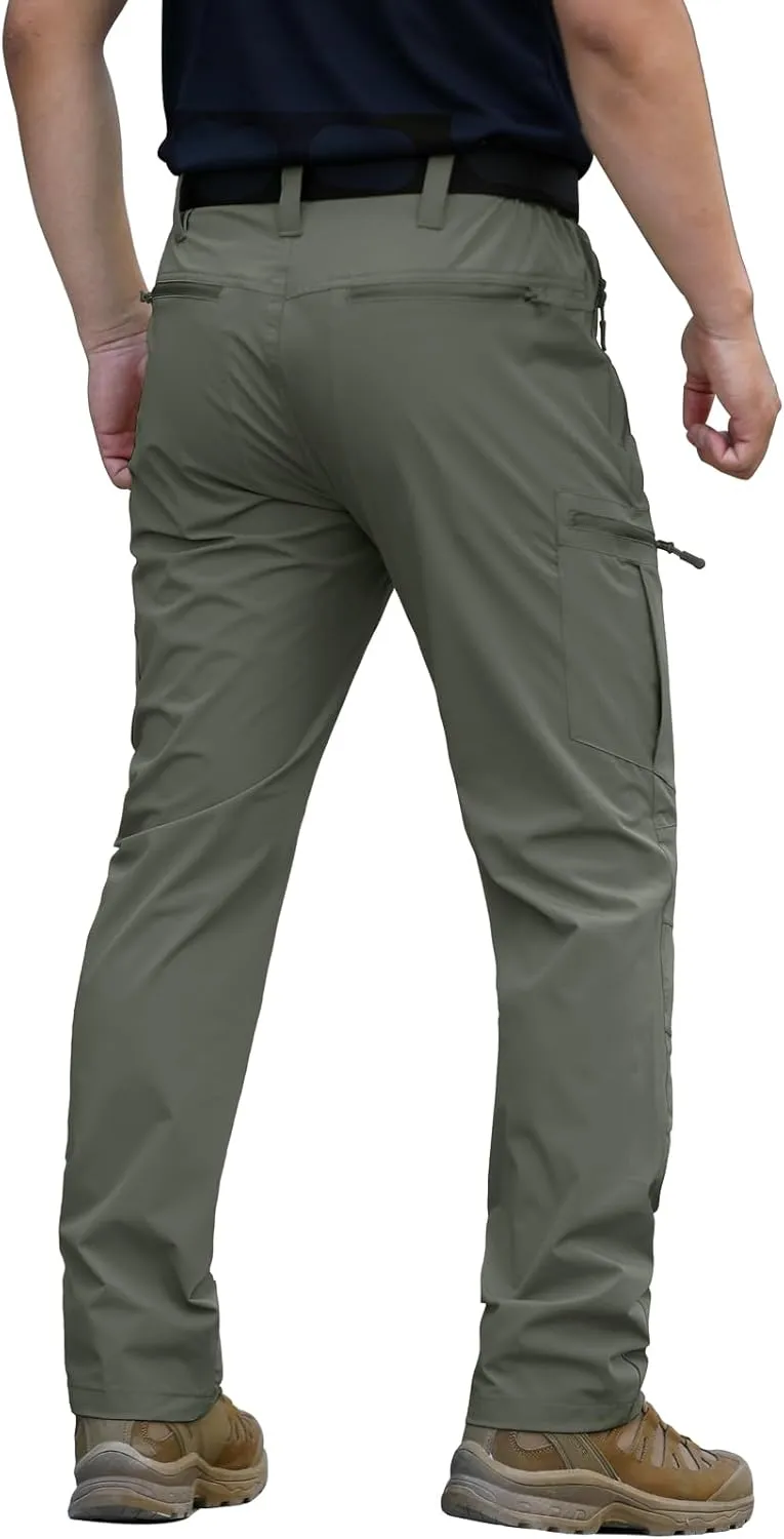 NAVEKULL Men's Lightweight Hiking Pants Quick Dry Stretch Fishing Tactical Work Pants with Zipper Pockets
