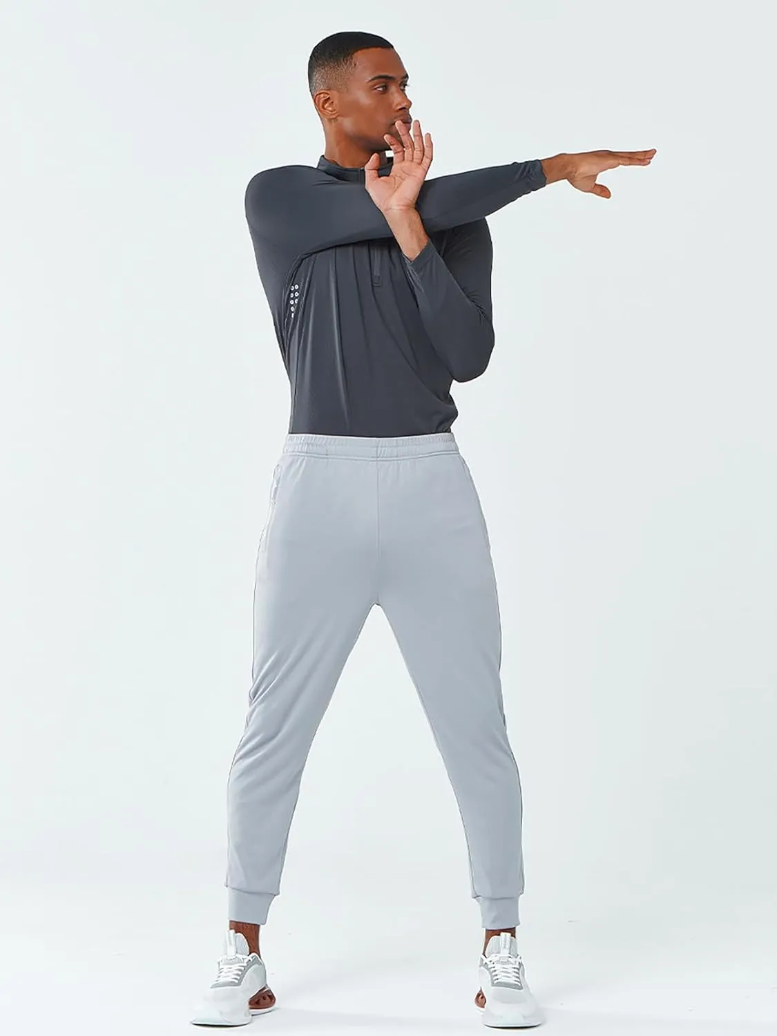NORTHYARD Men's Joggers Pants with Zipper Pockets Athletic Track Pants Tapered Lightweight Mesh for Jogging Running Gym