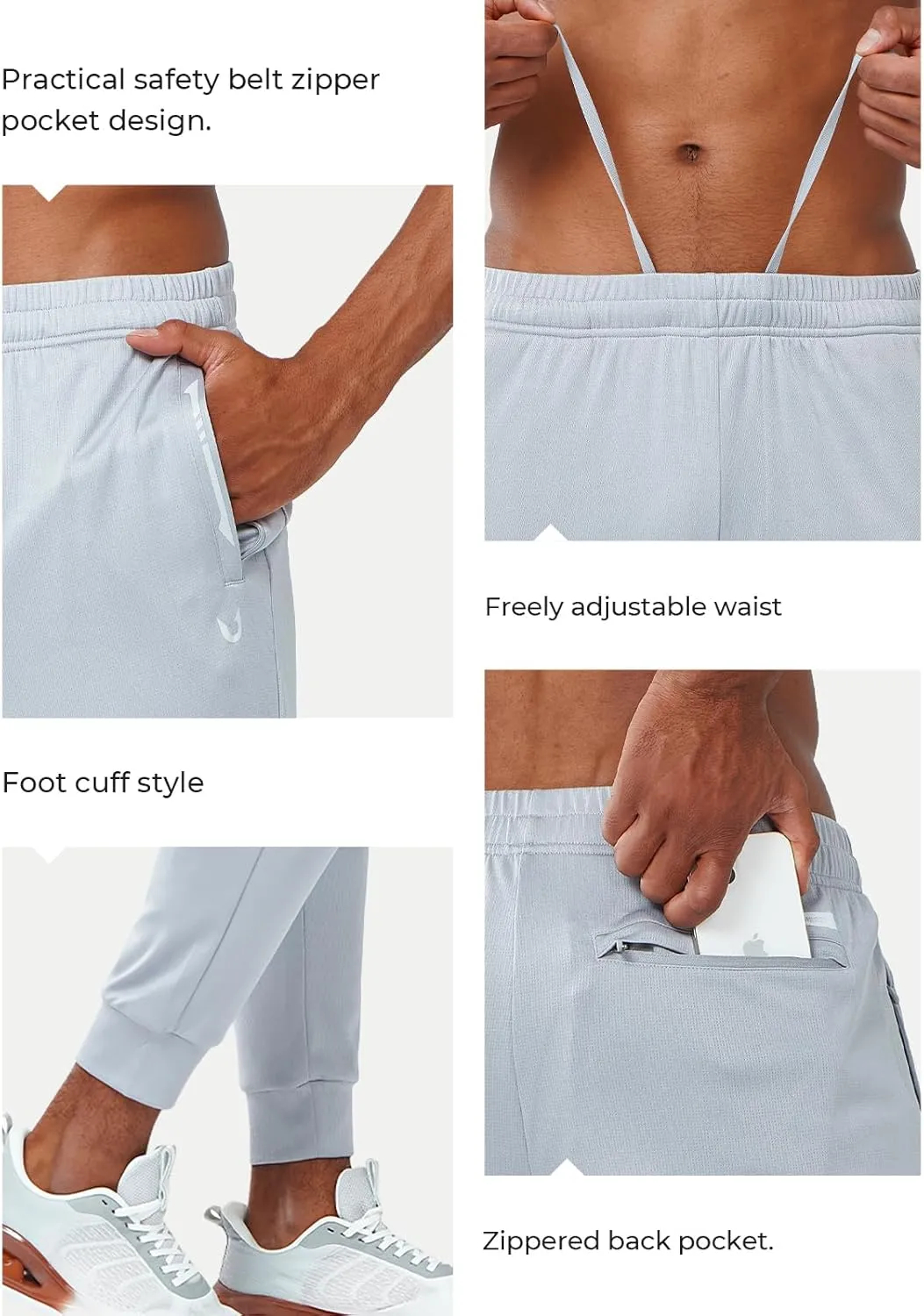 NORTHYARD Men's Joggers Pants with Zipper Pockets Athletic Track Pants Tapered Lightweight Mesh for Jogging Running Gym