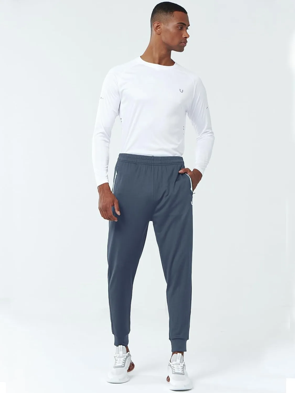 NORTHYARD Men's Joggers Pants with Zipper Pockets Athletic Track Pants Tapered Lightweight Mesh for Jogging Running Gym