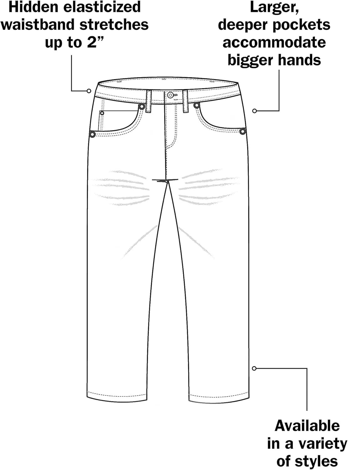 Oak Hill by DXL Men's Big and Tall Microfiber Waist-Relaxer Pants