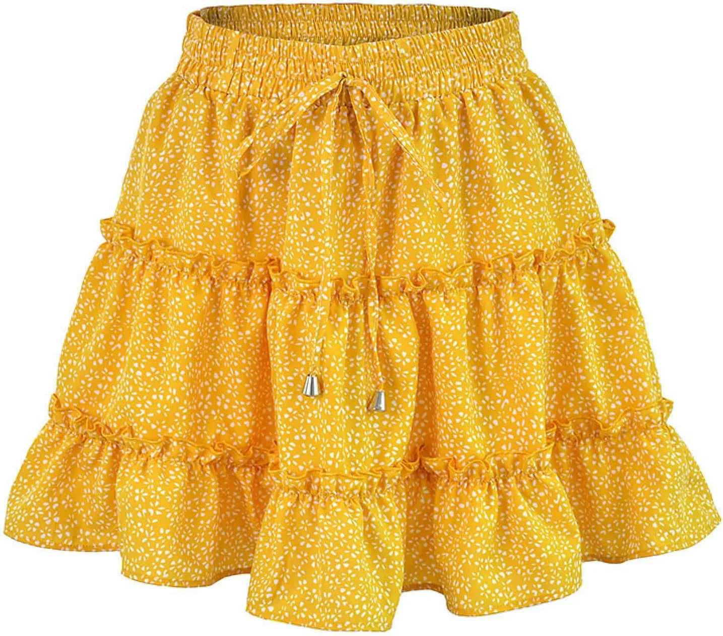 OFFSUM Womens Short Skirts - Summer Women's Skirts High Waist Ruffle Floral Beach Clothes A-Line Sexy Dress Sweet Ple