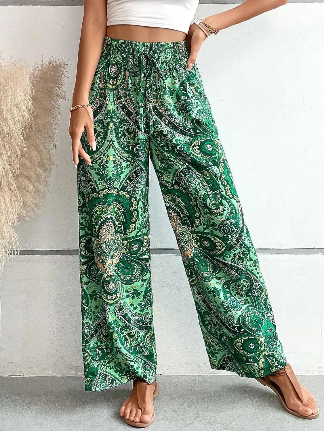 Palazzo Pants for Women 2024 High Waisted Boho Casual Loose Summer Wide Leg Pants