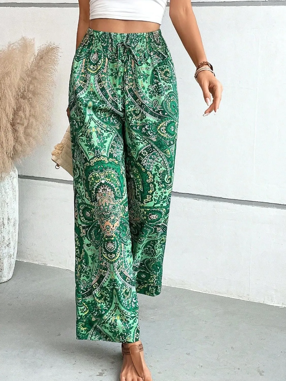 Palazzo Pants for Women 2024 High Waisted Boho Casual Loose Summer Wide Leg Pants
