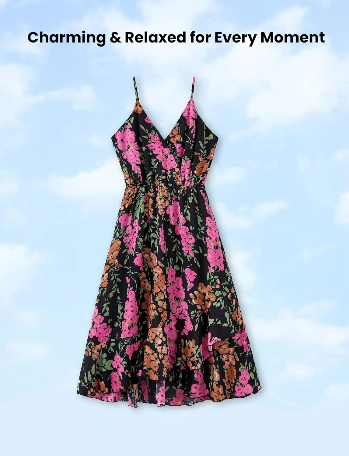 PATPAT Matching Hawaiian Outfits for Couples Beach Vacation Tropical Print Women Spaghetti Strap Dress or Men Cruise Shirt