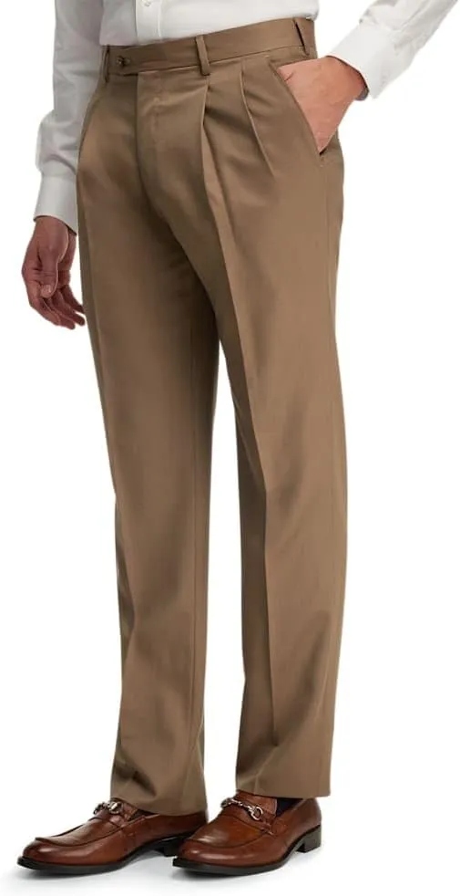 Paul Fredrick Men's Wool Gabardine Pleated Pants
