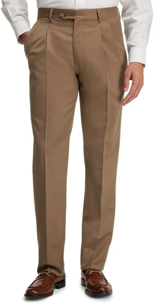 Paul Fredrick Men's Wool Gabardine Pleated Pants