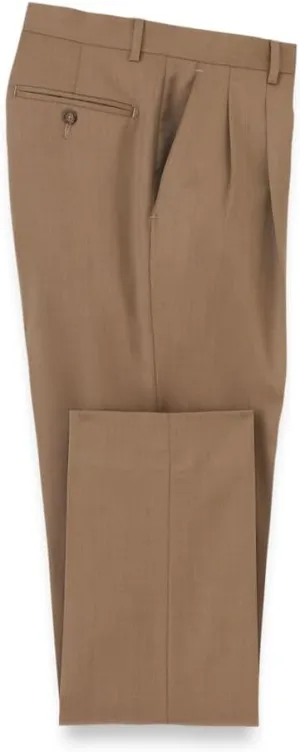 Paul Fredrick Men's Wool Gabardine Pleated Pants