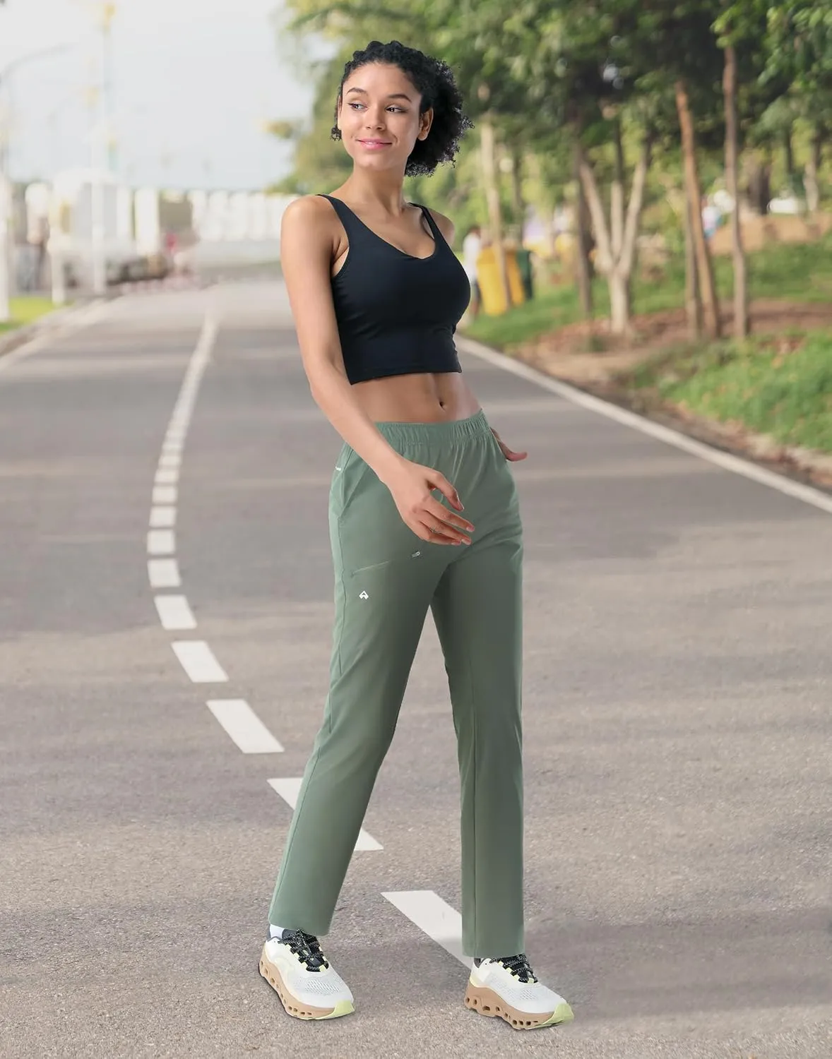 Pioneer Camp Women's Hiking Pants UPF 50  Elastic Waist Drawstring Ultra-Stretch Lightweight Outdoor Cargo Pants for Travel