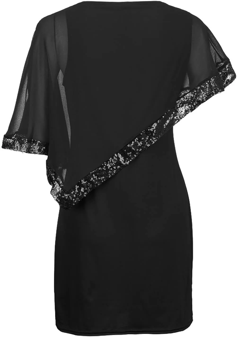 Plus Size Dresses for Curvy Women,2024 Trendy Irregular Chiffon Cape Wedding Guest Dress,Elegant Bodycon Midi Pencil Dress