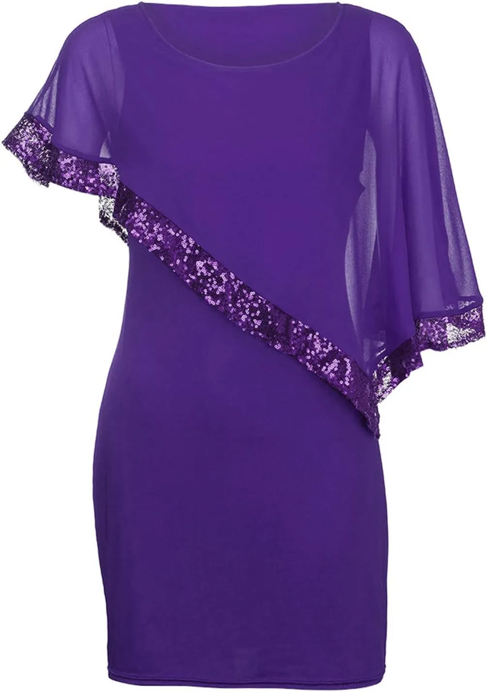Plus Size Dresses for Curvy Women,2024 Trendy Irregular Chiffon Cape Wedding Guest Dress,Elegant Bodycon Midi Pencil Dress