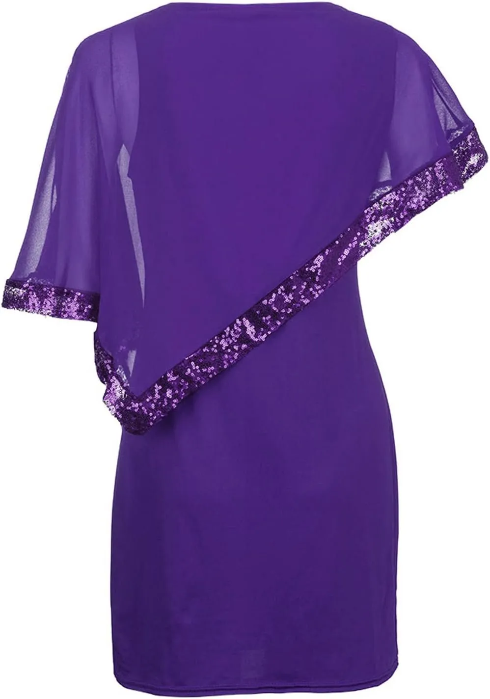 Plus Size Dresses for Curvy Women,2024 Trendy Irregular Chiffon Cape Wedding Guest Dress,Elegant Bodycon Midi Pencil Dress