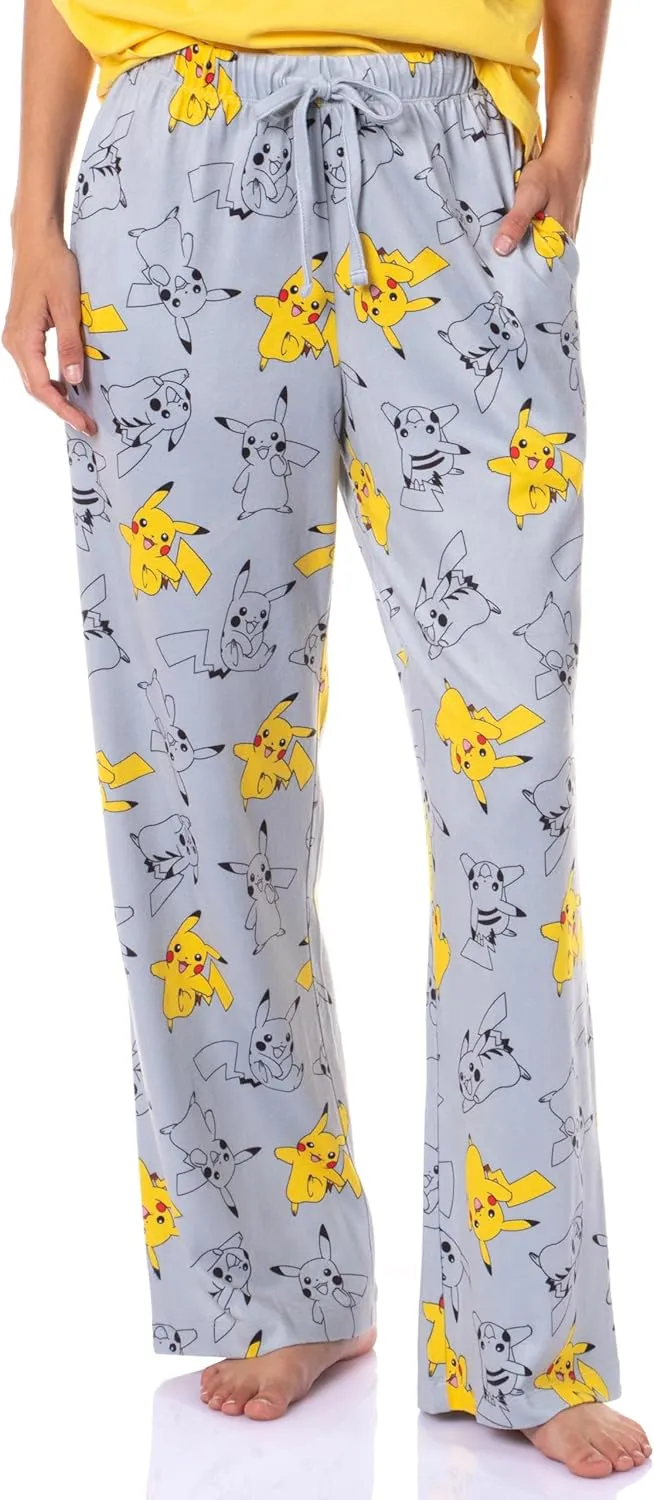 Pokemon Women's Pikachu Bolts 2 Piece Shirt and Pant Combo Adult Pajama Lounge Set