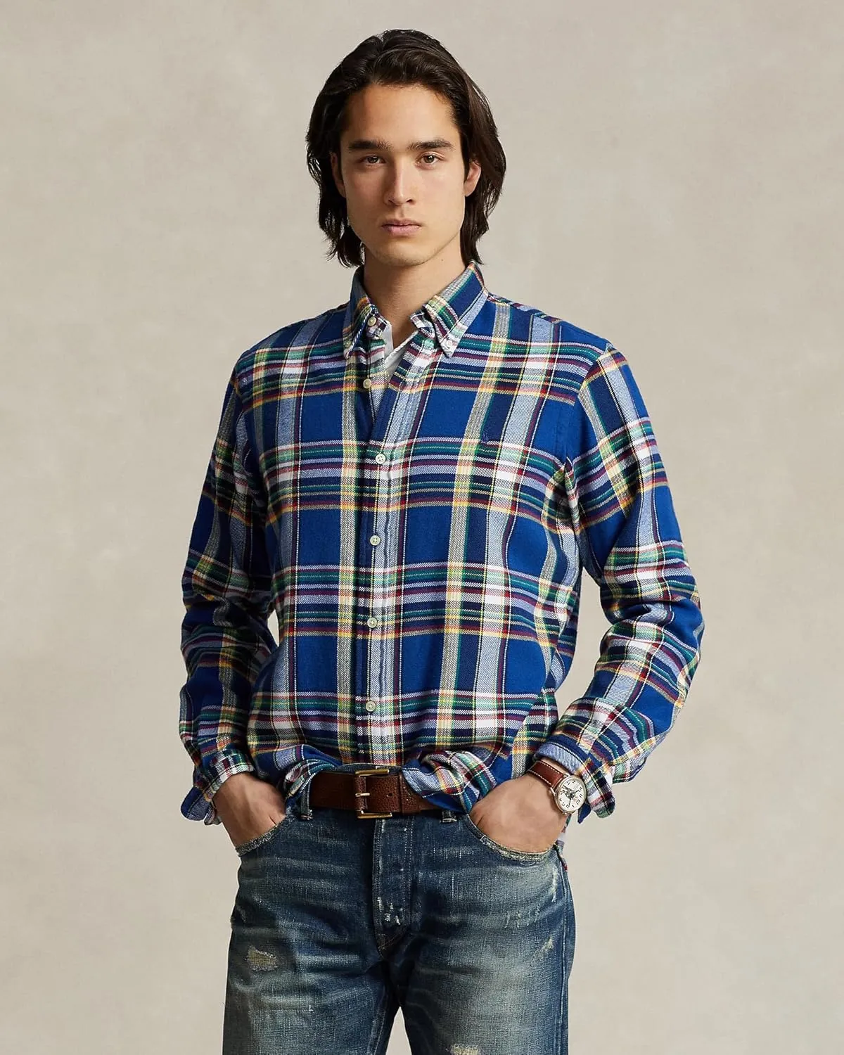 POLO RALPH LAUREN Men's Classic-Fit Plaid Brushed Flannel Shirt