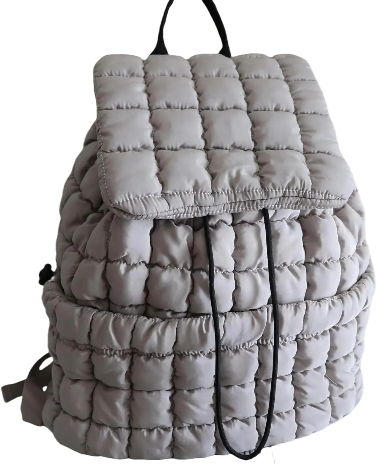 Puffer Backpack Nylon Casual Daypack Lightweight Travel Backpack Quilted Backpack for Women 18L (Khaki)