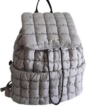 Puffer Backpack Nylon Casual Daypack Lightweight Travel Backpack Quilted Backpack for Women 18L (Khaki)