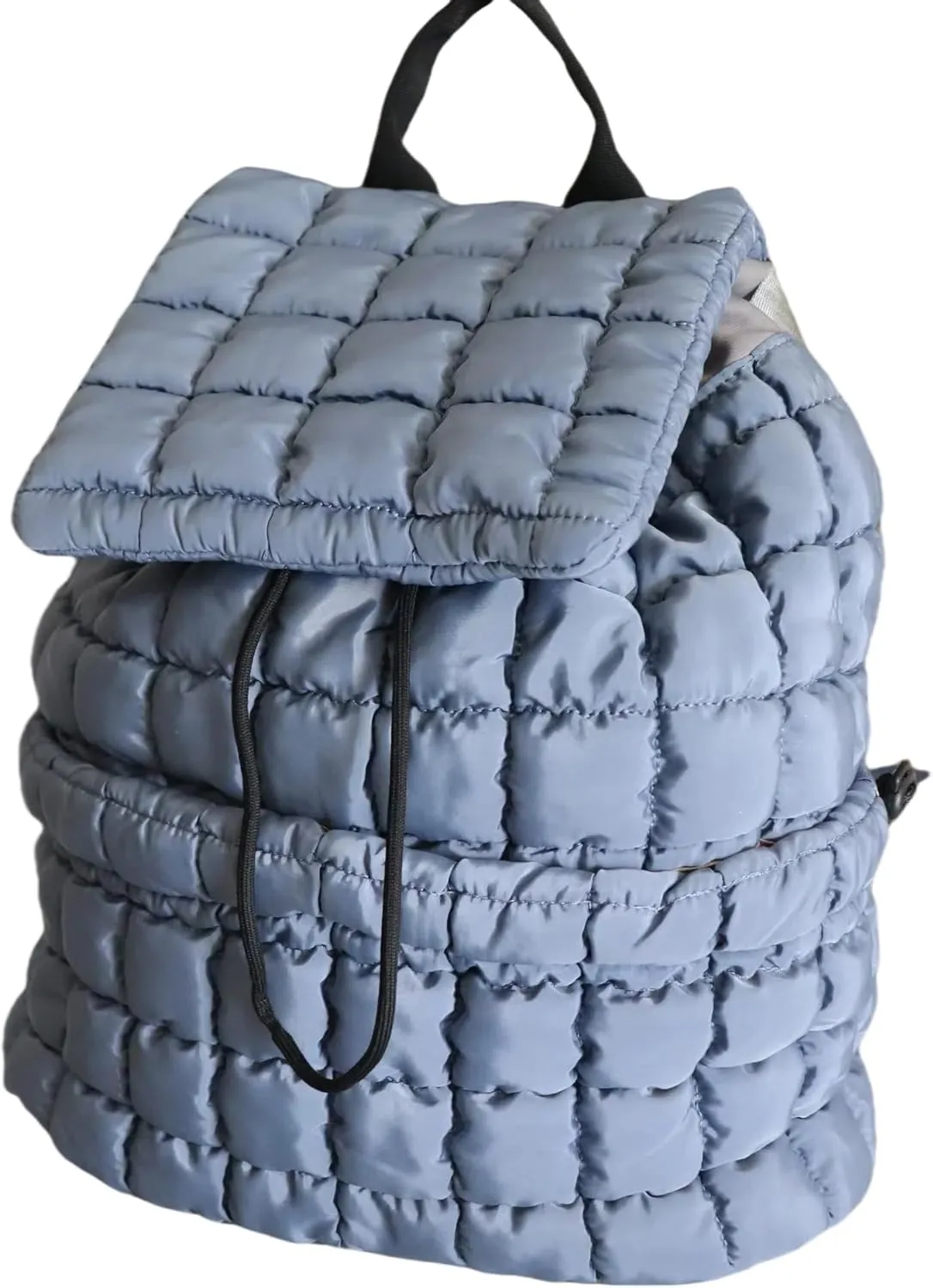 Quilted Puffy Backpack for Women Lightweight Puffer Hiker Pack Drawstring Padding Travel Gym Bag Casual Daypack (Gray)