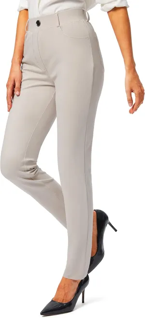 Rammus Womens Yoga Dress Pants with Pockets Stretch Work Leggings for Women Pull On Skinny Slacks for Business Office Casual