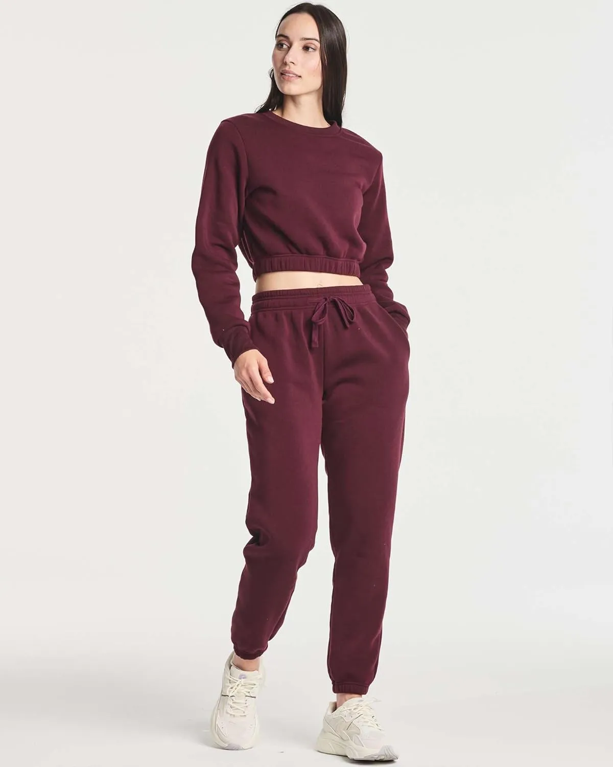 Real Essentials 3 Pack: Women's Fleece Jogger Sweatpants (Available in Plus Size)