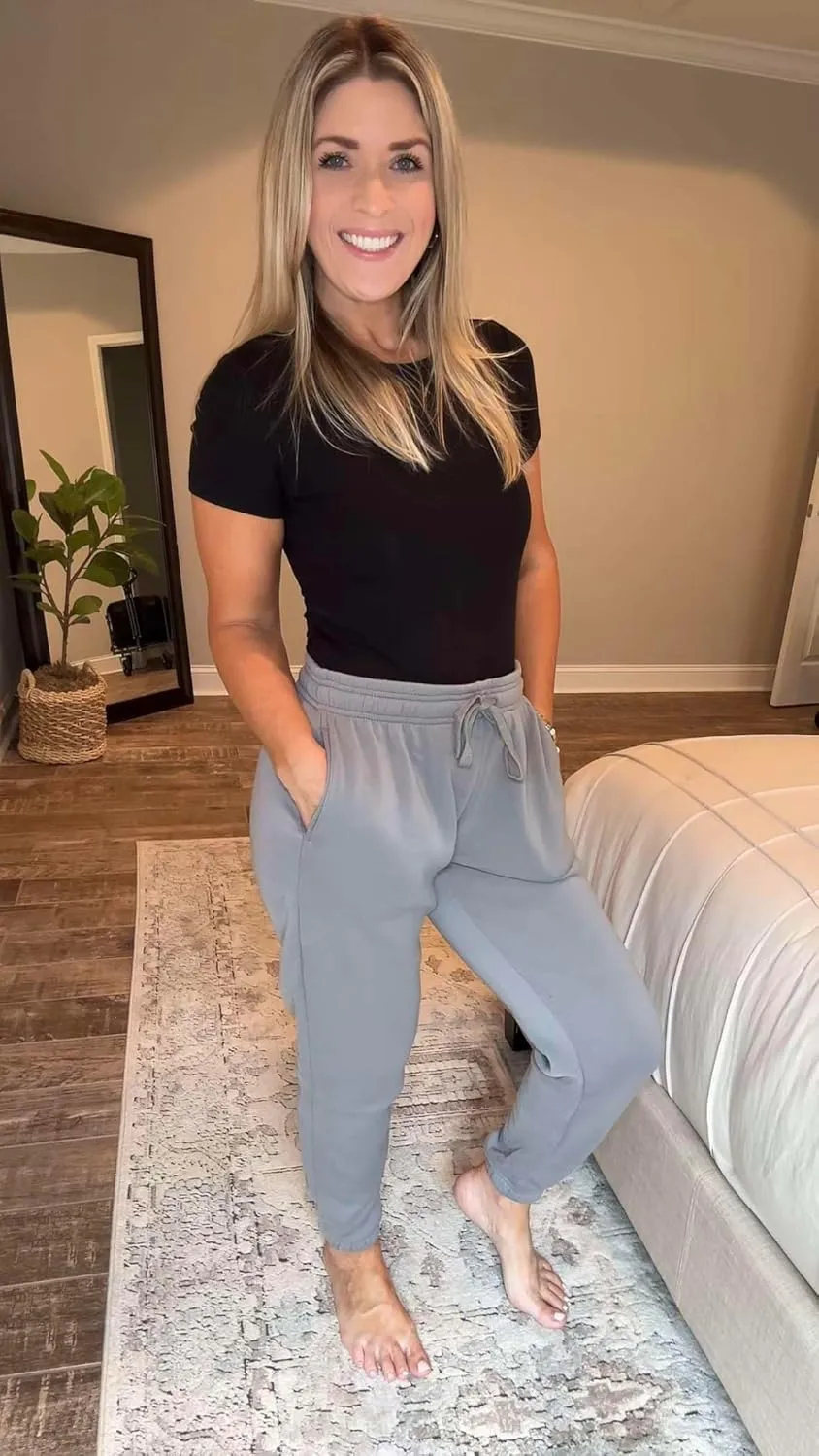 Real Essentials 3 Pack: Women's Fleece Jogger Sweatpants (Available in Plus Size)