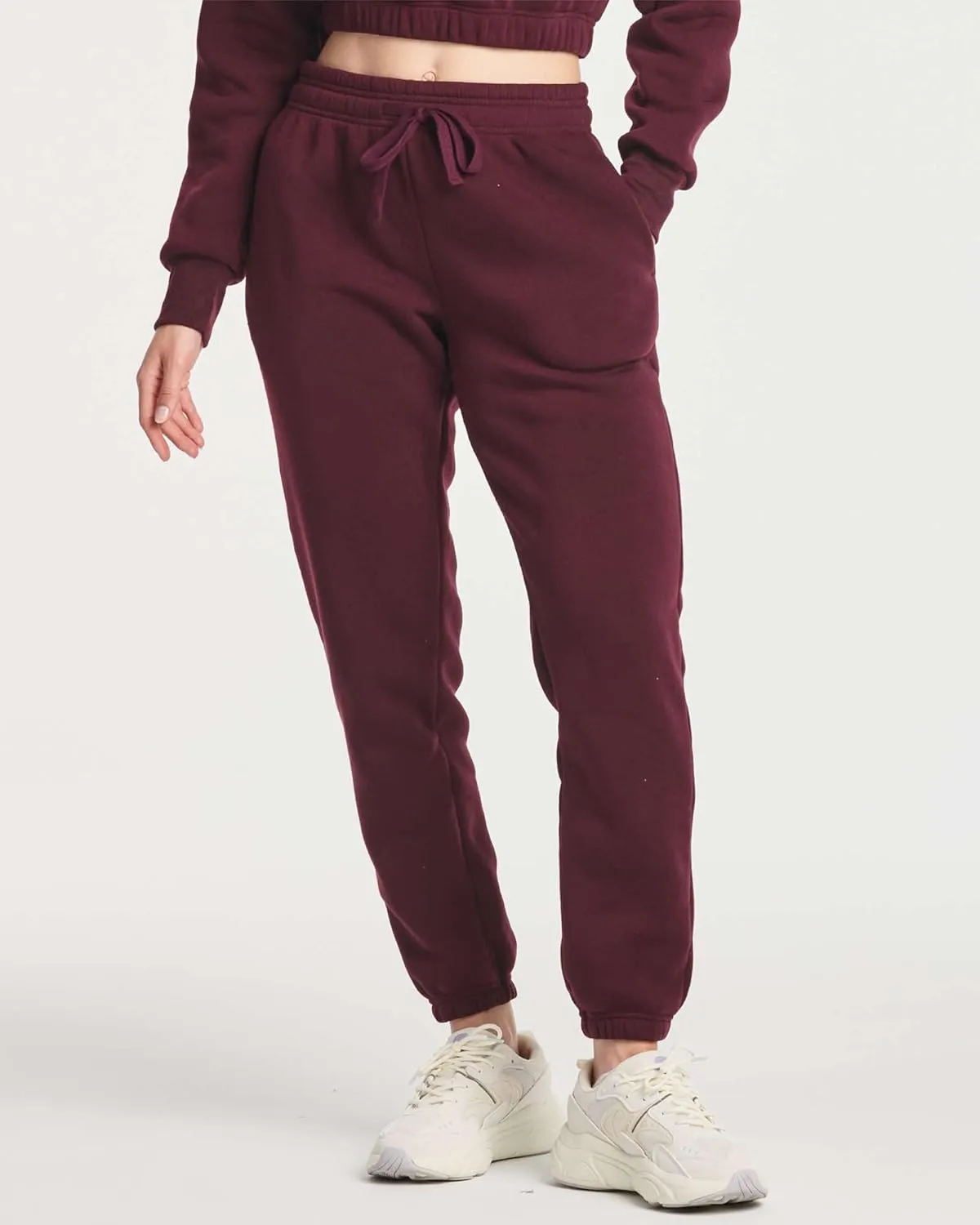 Real Essentials 3 Pack: Women's Fleece Jogger Sweatpants (Available in Plus Size)